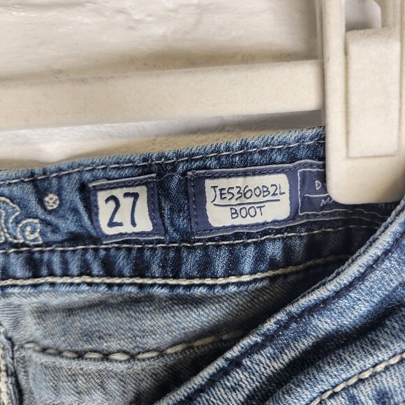 Miss Me Women's Size 27 Jeans Boot Fleur De Lis Rhinestones Studded - Picture 5 of 6